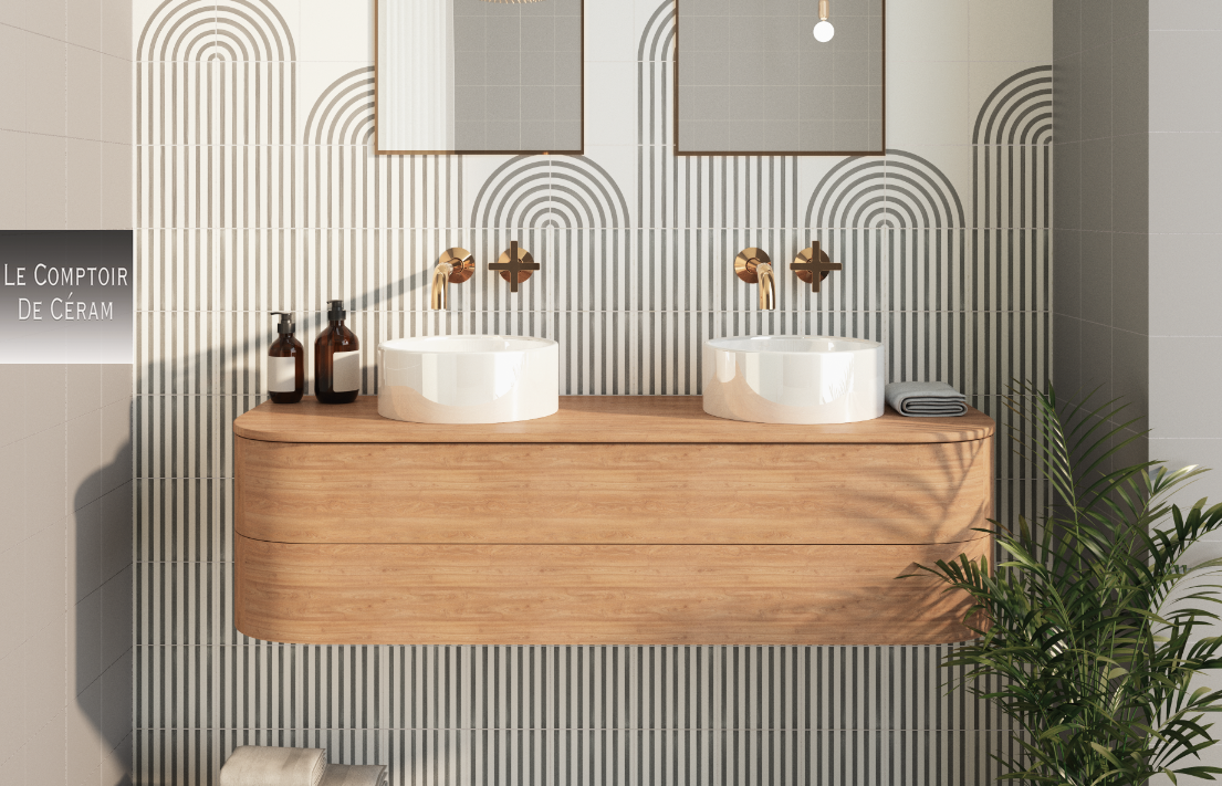 carrelage credence salle de bain lignes géométrique design 2024  saint Tropez 83