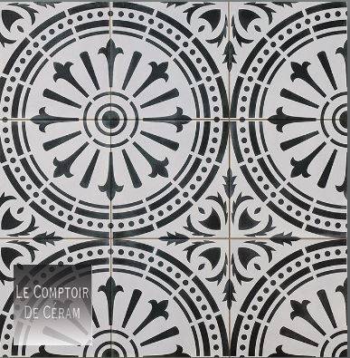 carrelage imitation carreaux de ciment grand format 60 x 60 cm noir blanc paris 75
