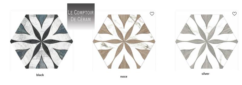 tomette hexagonale motifs fleur bois et marbre Marseille 13