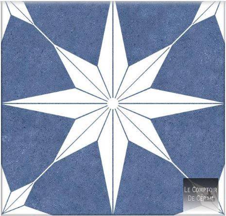 carrelage carreaux ciment etoile blanche sur fond bleu design marseille 13