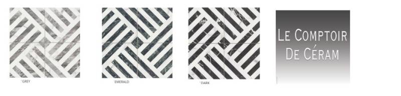 carrelage graphique marbre noir et blanc collection 2026 Versailles 78