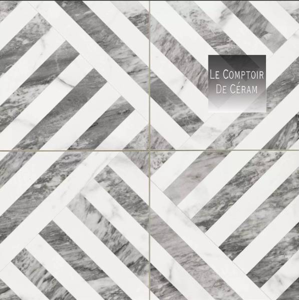 carrelage 44 x 44 cm marbre noir blanc art deco Nantes 44