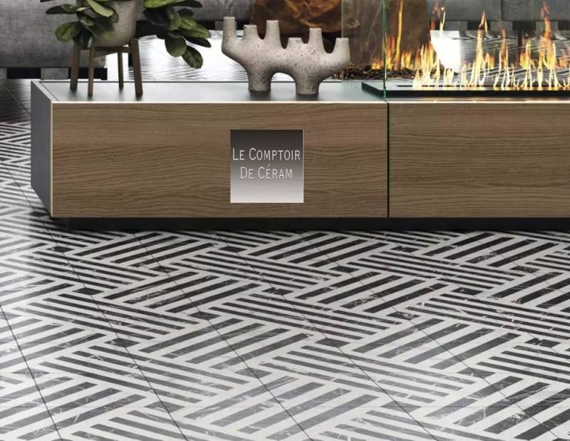 arrelage art deo design black and white marbre petit prix 2026 Montpellier 34