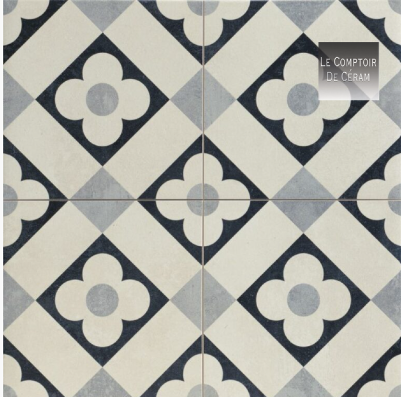 carrelage sol motif carreaux de ciment fleur 44 x 44 cm bordeaux 33